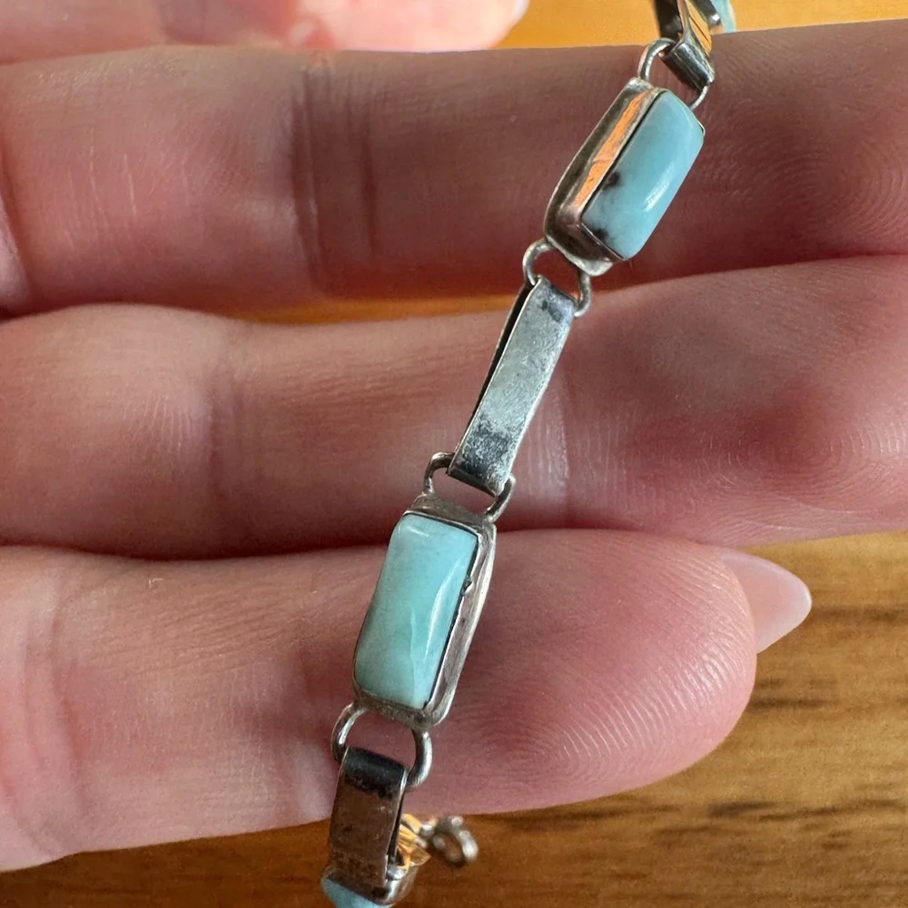 Sterling Silver and Larimar Bracelet 6.75